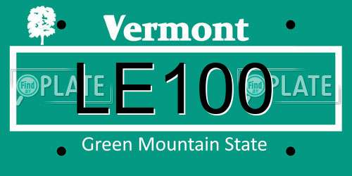 LE100 Vermont License Plate