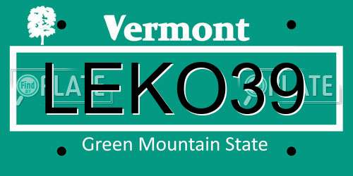LEKO39 Vermont License Plate