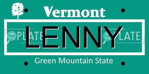 LENNY Vermont License Plate
