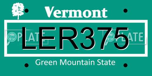 LER375 Vermont License Plate