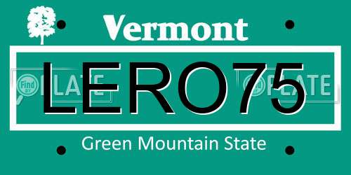 LERO75 Vermont License Plate