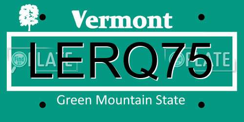 LERQ75 Vermont License Plate