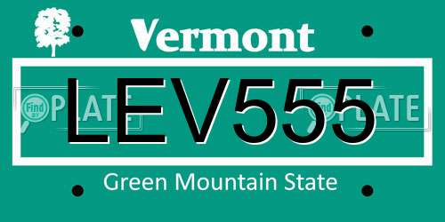 LEV555 Vermont License Plate