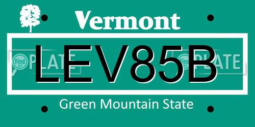 LEV85B Vermont License Plate