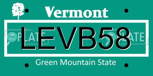 LEVB58 Vermont License Plate