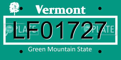 LF01727 Vermont License Plate