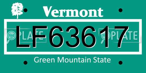LF63617 Vermont License Plate