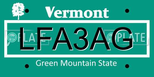LFA3AG Vermont License Plate