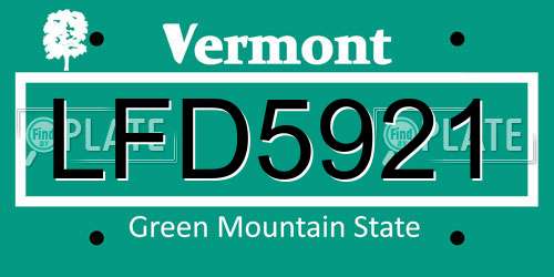 LFD5921 Vermont License Plate