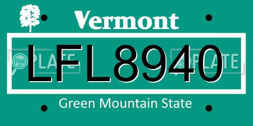 LFL8940 Vermont License Plate