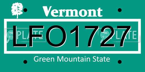 LFO1727 Vermont License Plate