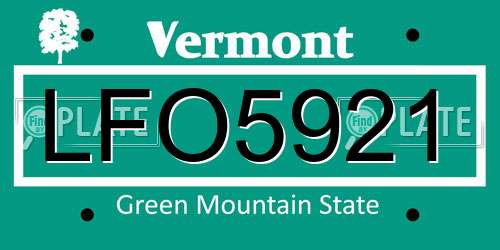 LFO5921 Vermont License Plate