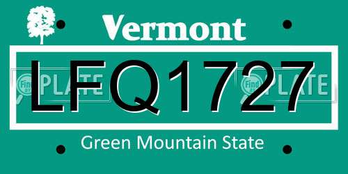 LFQ1727 Vermont License Plate
