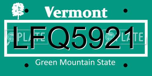 LFQ5921 Vermont License Plate