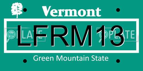 LFRM13 Vermont License Plate