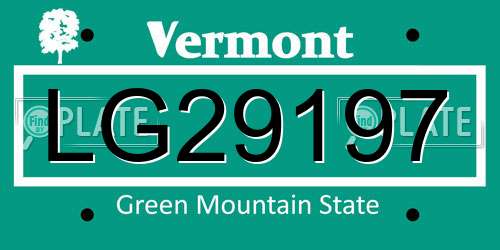 LG29197 Vermont License Plate