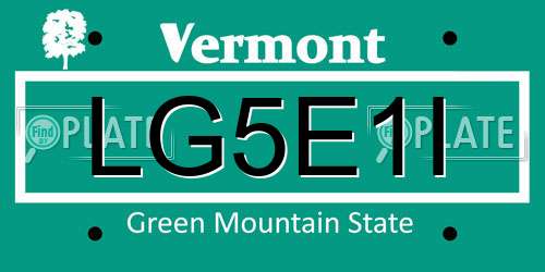 LG5E1I Vermont License Plate