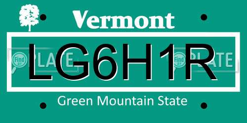 LG6H1R Vermont License Plate