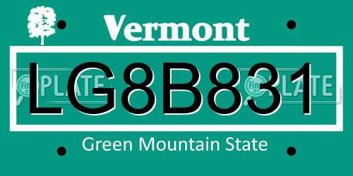 LG8B831 Vermont License Plate