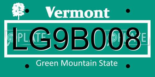 LG9B008 Vermont License Plate