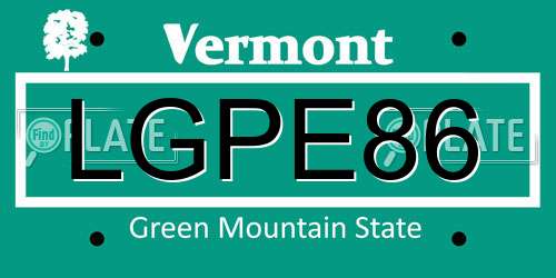 LGPE86 Vermont License Plate