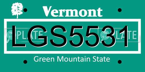 LGS5531 Vermont License Plate