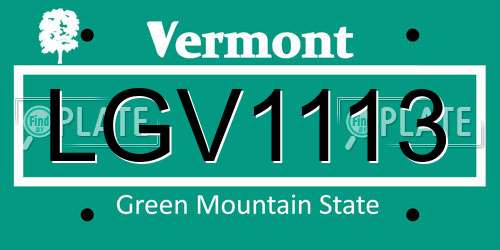 LGV1113 Vermont License Plate