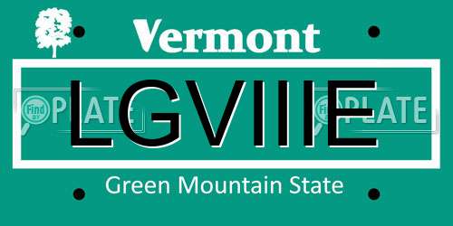 LGVIIIE Vermont License Plate