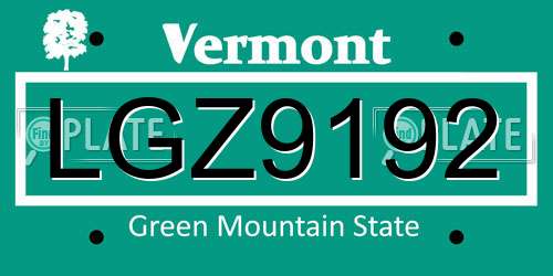LGZ9192 Vermont License Plate