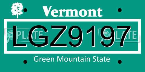 LGZ9197 Vermont License Plate
