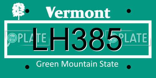 LH385 Vermont License Plate