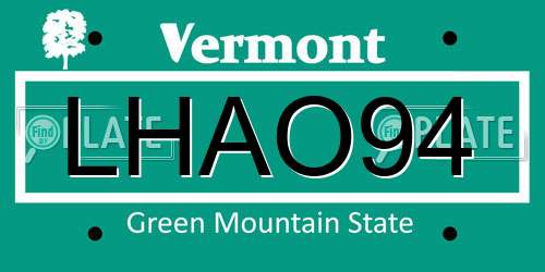 LHAO94 Vermont License Plate