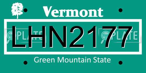 LHN2177 Vermont License Plate