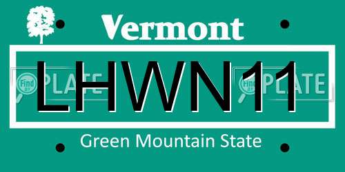 LHWN11 Vermont License Plate