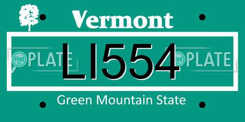 LI554 Vermont License Plate
