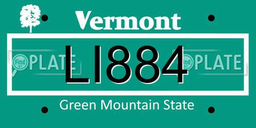 LI884 Vermont License Plate