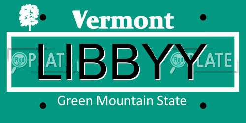 LIBBYY Vermont License Plate