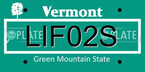 LIF02S Vermont License Plate