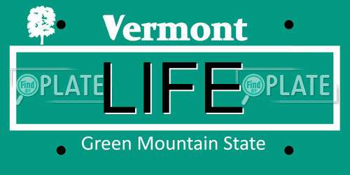 LIFE Vermont License Plate