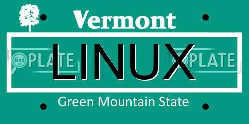 LINUX Vermont License Plate