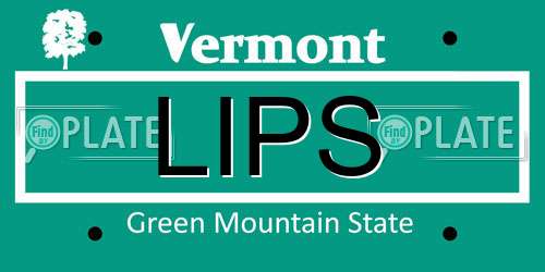 LIPS Vermont License Plate