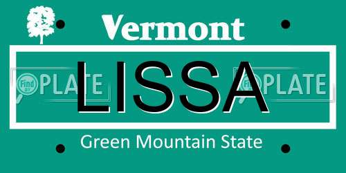 LISSA Vermont License Plate