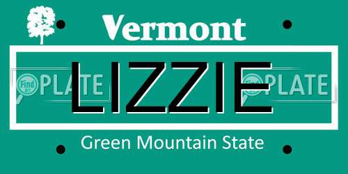 LIZZIE Vermont License Plate