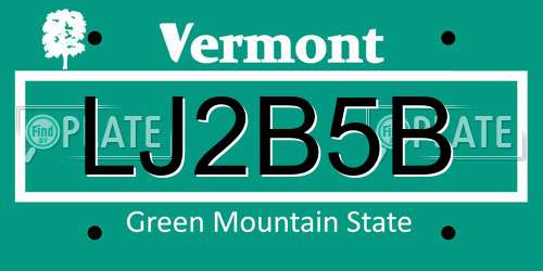 LJ2B5B Vermont License Plate