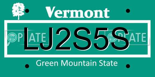 LJ2S5S Vermont License Plate
