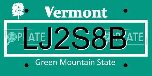 LJ2S8B Vermont License Plate