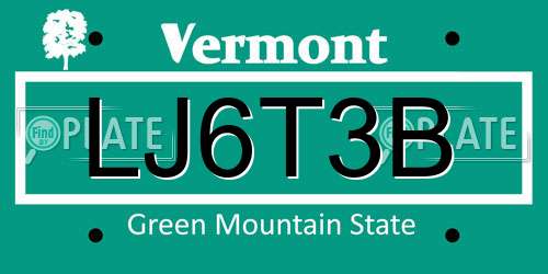 LJ6T3B Vermont License Plate