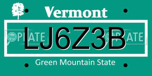 LJ6Z3B Vermont License Plate