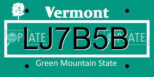 LJ7B5B Vermont License Plate