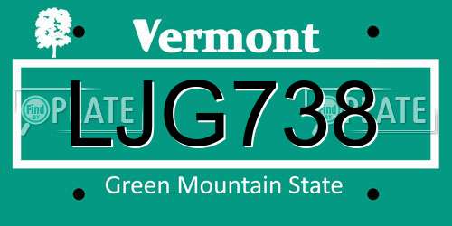 LJG738 Vermont License Plate